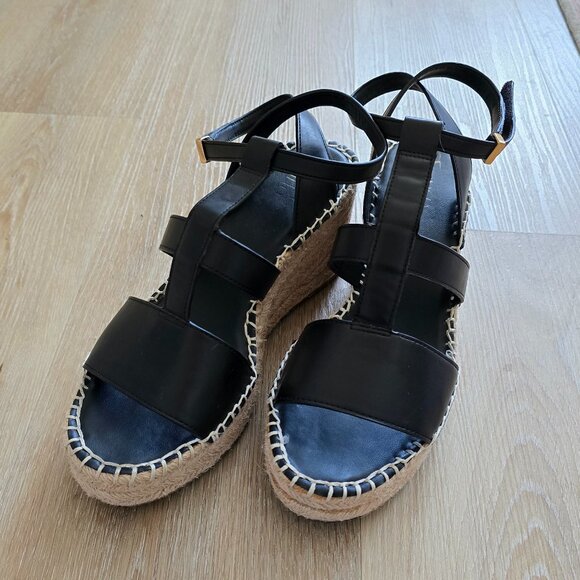 Franco Sarto Black Wedge Sandals - Picture 3 of 6